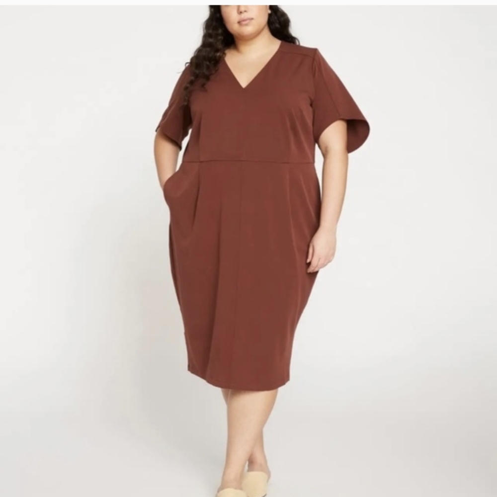 Universal Standard Moira V-neck twill dress NWT